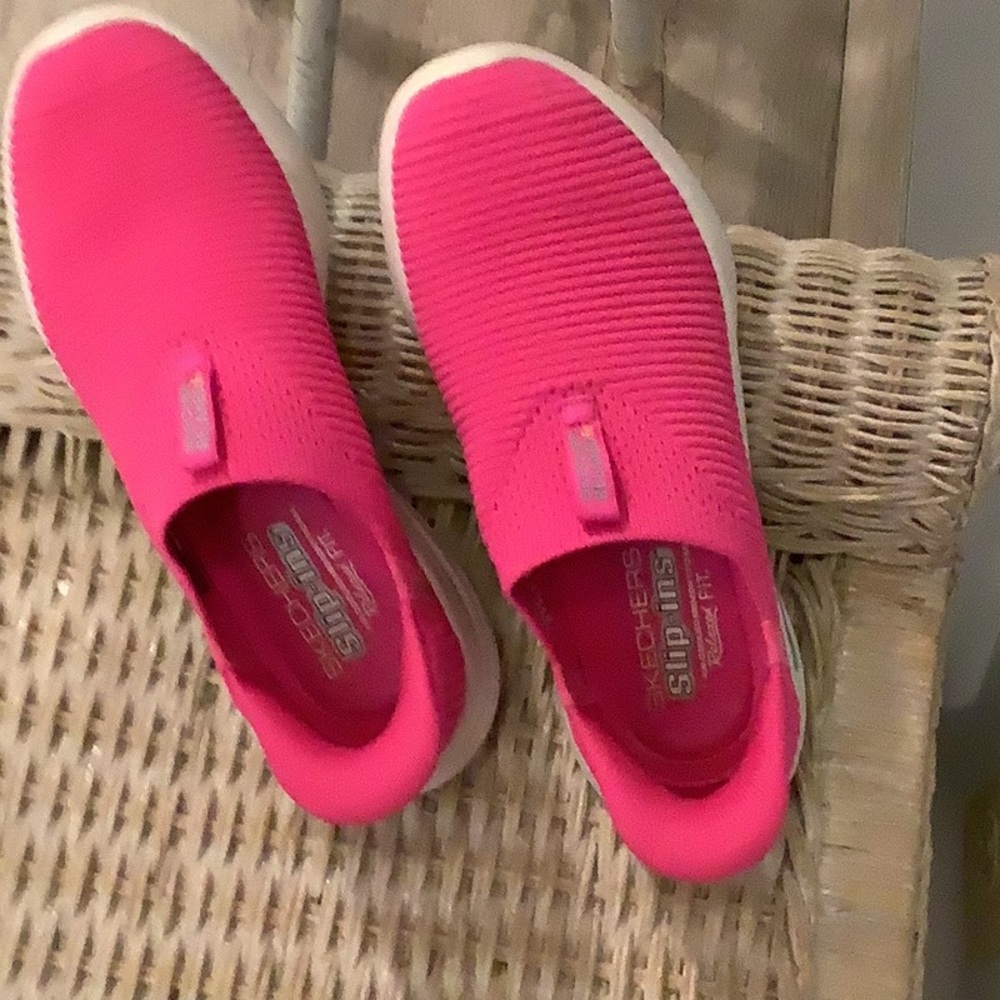 Skechers Hot Pink Slip-On Knit Sneakers